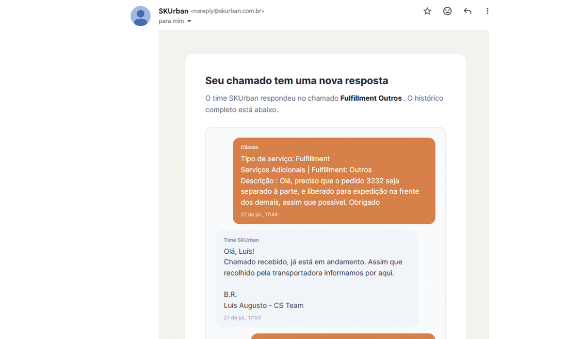 E-mail de aviso de resposta no ticket
