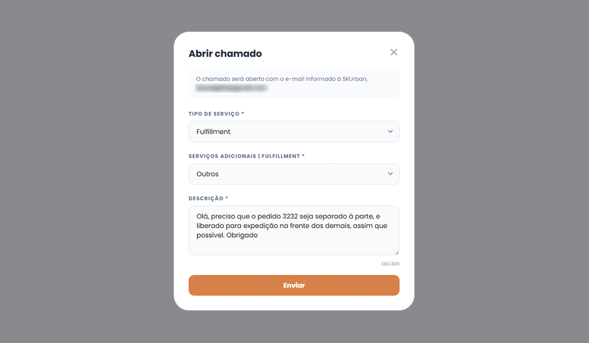 Formulário de abertura de ticket