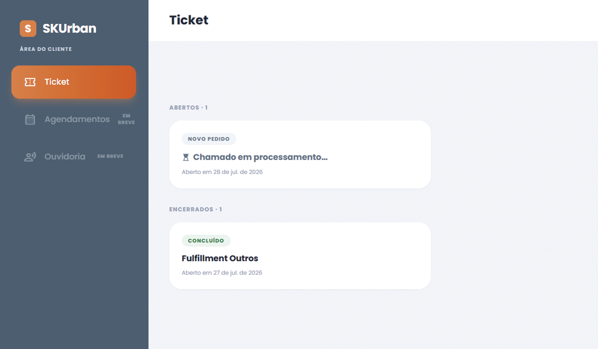 Ticket criado aparecendo na lista
